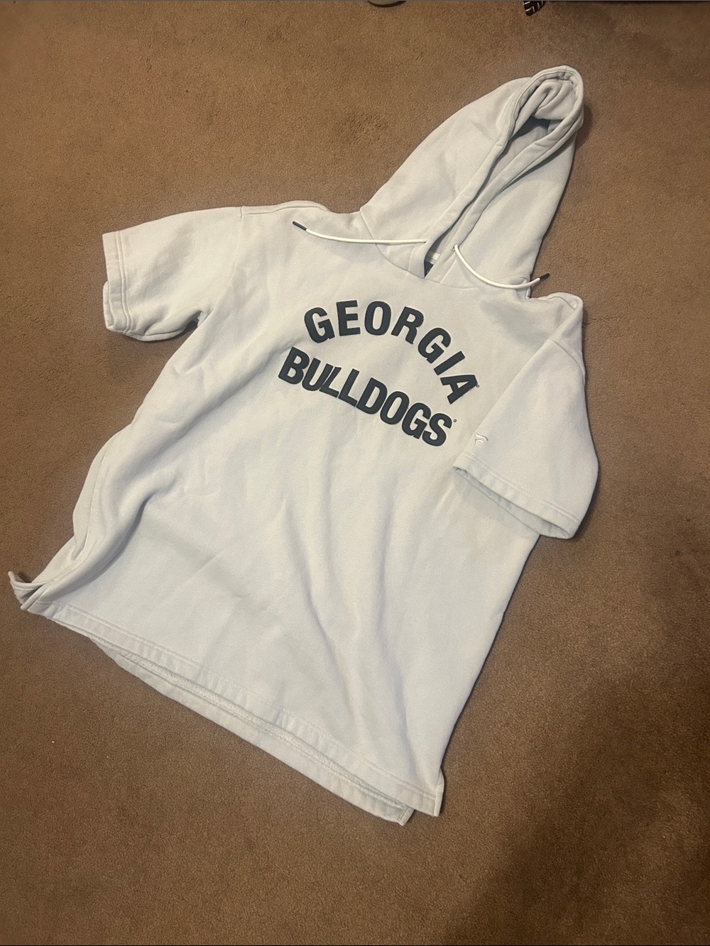 XL Georgia Bulldogs Short-Sleeve Hoodie - Light Gray
